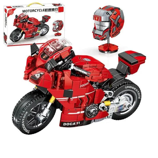 Mandotos motorcycle model educational toy with detailed plastic motorcycle replica for kids' learning and play.