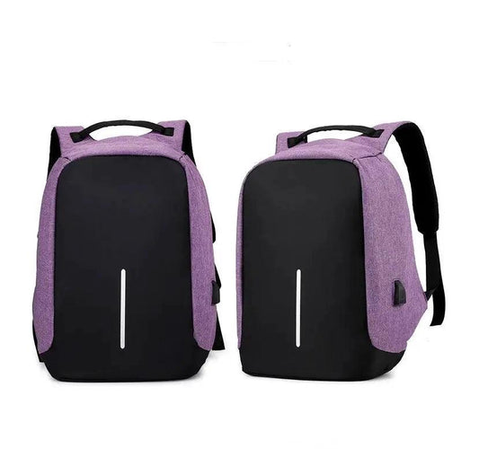 Mandotos water-resistant USB charging backpack with multiple compartments for laptop and notebook storage.