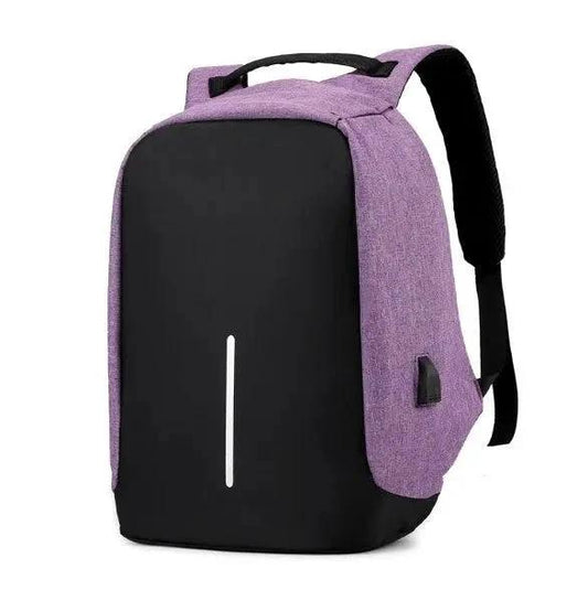 Mandotos multi-functional water-resistant backpack with USB charging port, designed for laptops and notebooks, black and durable material.