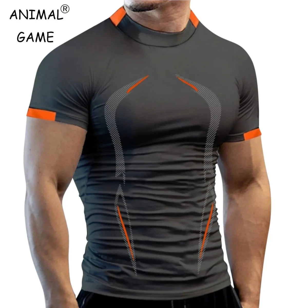 Mandotos men's summer breathable gym T-shirt, quick-drying jogging and training tee for fitness and running activities.