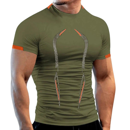 Mandotos men's summer breathable gym T-shirt, quick-drying jogging and training tee for running and fitness activities.