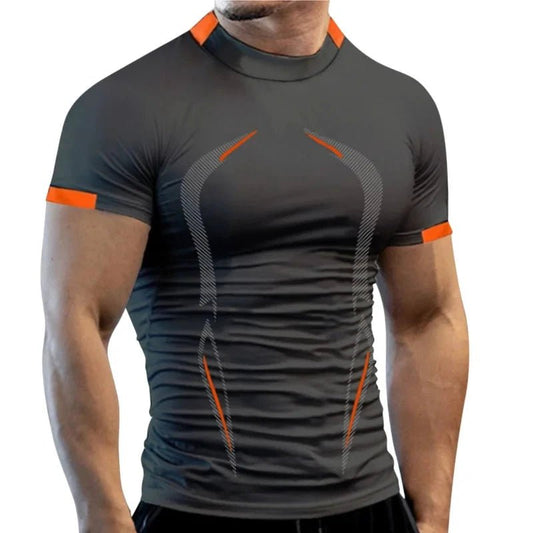 Mandotos men's summer gym breathable T-shirt, quick-drying jogging and running T-shirt for fitness and training.