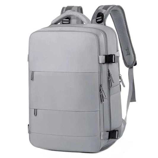 Mandotos large-capacity female travel backpack with dry and wet compartments, ideal for luggage, college, and computer storage.