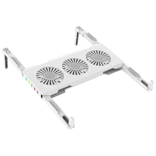 Mandotos portable slim smart laptop cooling pad with three USB fans, designed for 17-inch gaming and notebook PCs.