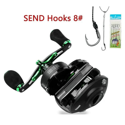 Mandotos Precision Bait Caster fishing reel with ergonomic handle and durable design, ideal for smooth casting and fishing accuracy.
