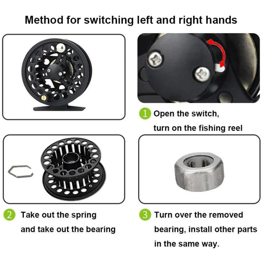 Mandotos Precision Cast Fishing Reel with metal body and ergonomic handle, ideal for smooth fishing performance.