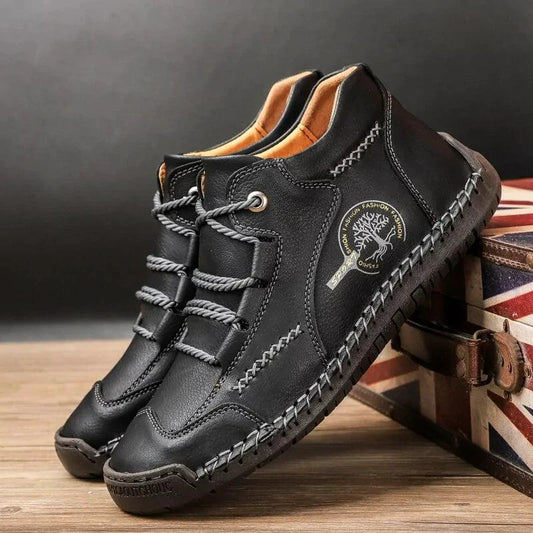 Mandotos premium microfiber leather boots featuring sleek design and durable construction, perfect for stylish and comfortable wear.