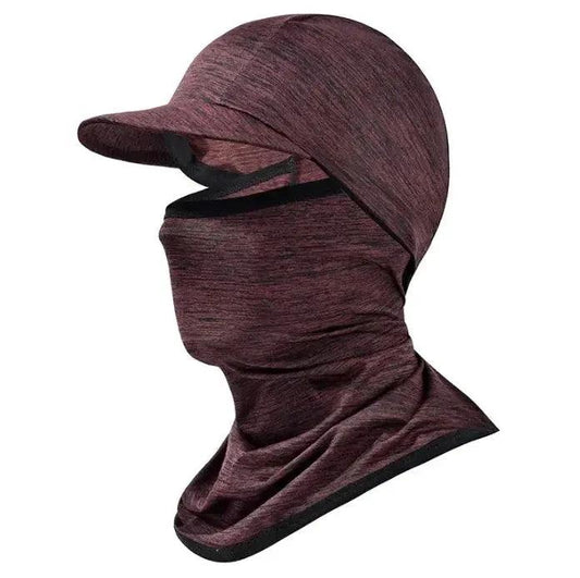 Mandotos protection hood showing a close-up of the adjustable, lightweight head covering with breathable fabric for safety and comfort.