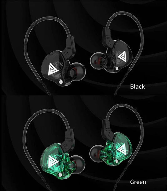 Mandotos QKZ AK6 HiFi wired earphones with copper driver and built-in microphone, in-ear design with black and silver finish.