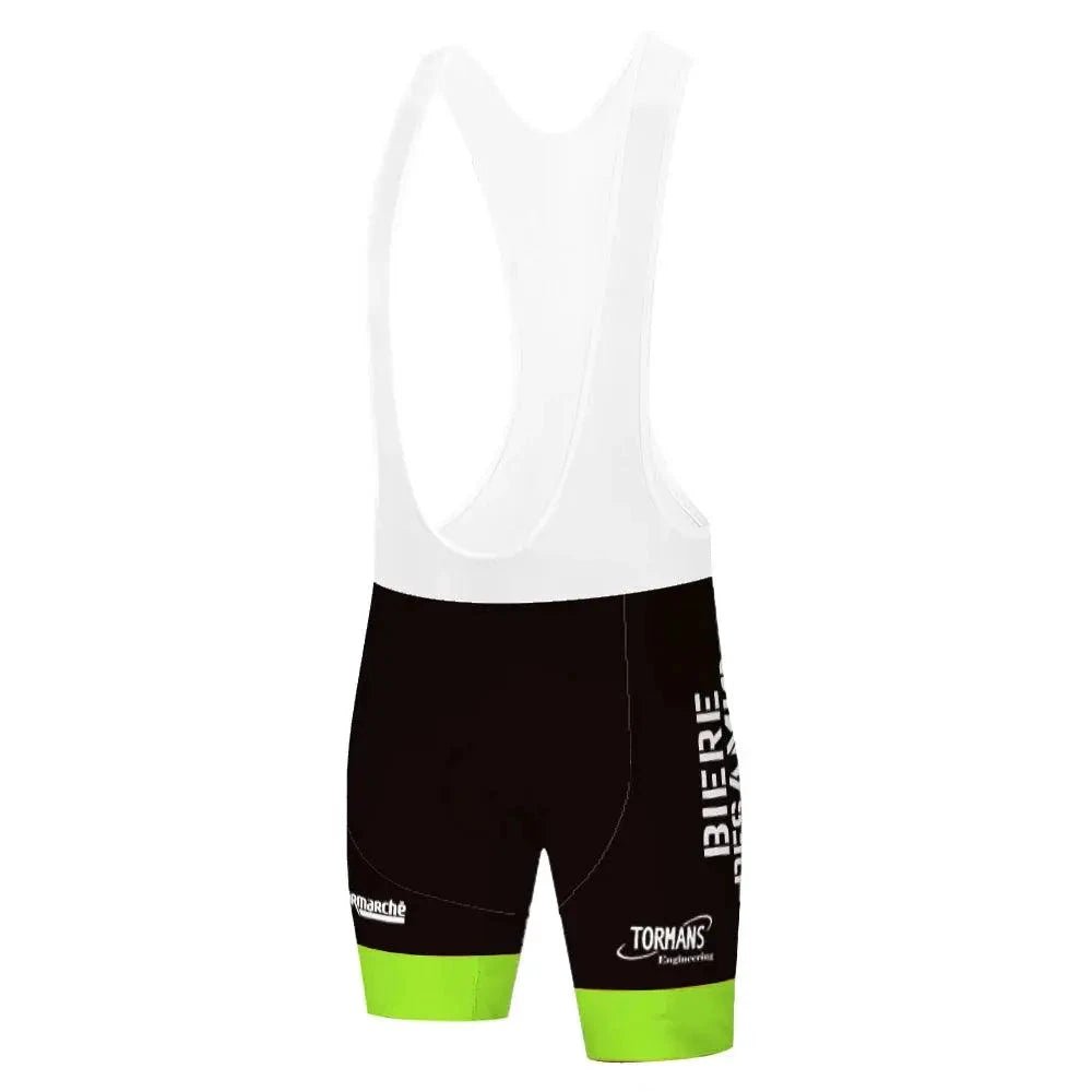Mandotos quick-dry bike suit with aerodynamic design, fitted for cycling, featuring breathable fabric and vibrant color accents.