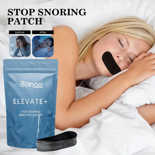 Mandotos Quiet Night Snore Patch applied under the nose for reducing snoring and promoting restful sleep.