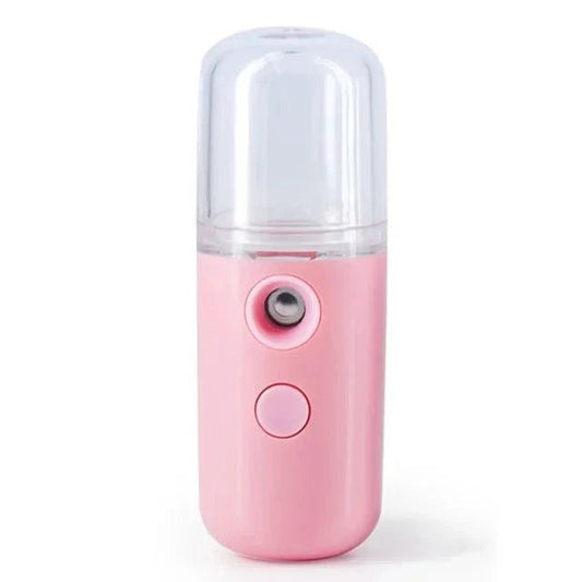 Mandotos RadiantGlow Nano Mist Facial Sprayer showing a sleek handheld ultrasonic beauty device for hydrating skin.