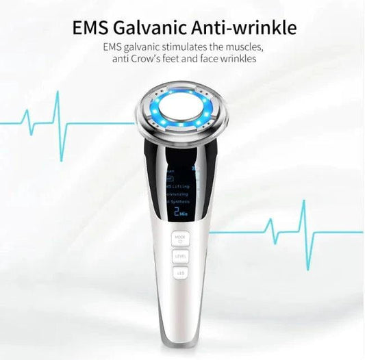 MANDOTOS RadiantSkin Ion Therapy Facial Massager for at-home spa, featuring sleek design and advanced skincare technology.