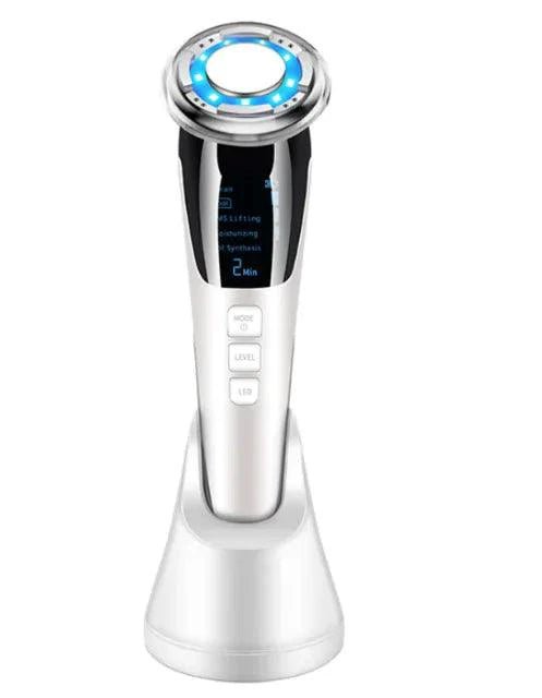 Mandotos RadiantSkin Ion Therapy Facial Massager for at-home spa, showing sleek device with ergonomic design and ion therapy features.