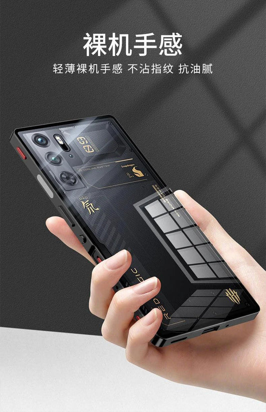 Mandotos RedMagic 9S Pro transparent acrylic case with sleek metal frame for ultimate protection and stylish look.