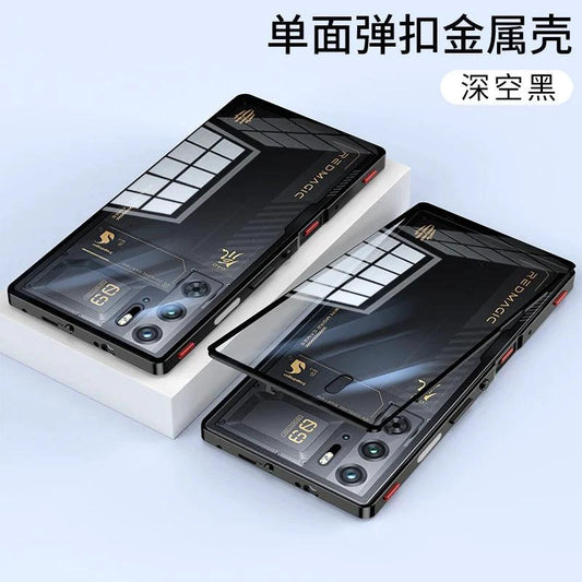 Mandotos RedMagic 9S Pro transparent acrylic case with sleek metal frame for ultimate protection and a modern look.