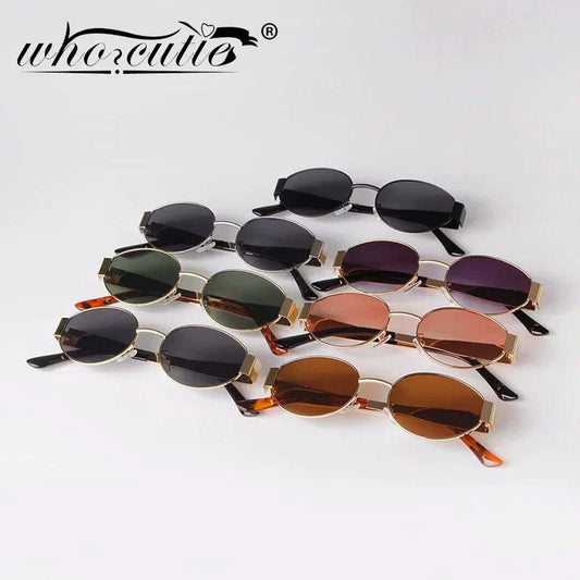 Mandotos retro metal frame pilot oval sunglasses with green lenses, vintage design for men and women, UV protection, 90s style.