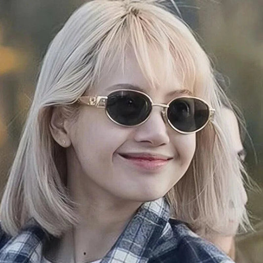 Mandotos retro metal frame pilot oval sunglasses with green lenses, vintage design for women and men, UV protective luxury shades.