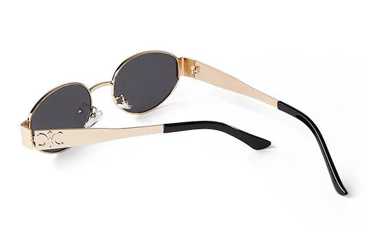 Mandotos retro metal frame pilot oval sunglasses with green lenses, vintage 90s design, suitable for men and women, UV protected