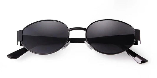 Mandotos retro metal frame pilot oval sunglasses with green lenses, vintage 90s style for men and women, UV protective.