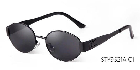 Mandotos retro metal frame pilot oval sunglasses with green lenses, vintage 90s style, unisex designer sun shades for men and women.