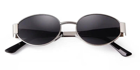 Mandotos retro metal frame pilot oval sunglasses with green lenses, vintage 90s style, suitable for men and women, UV protected.