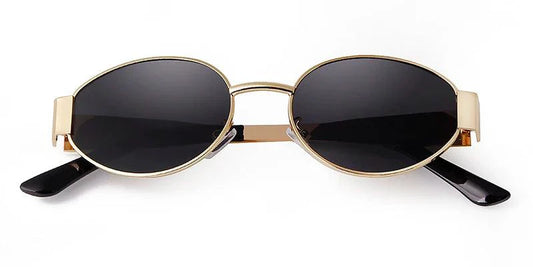 Mandotos retro metal frame pilot oval sunglasses with green lenses, vintage designer style for men and women, UV protection.
