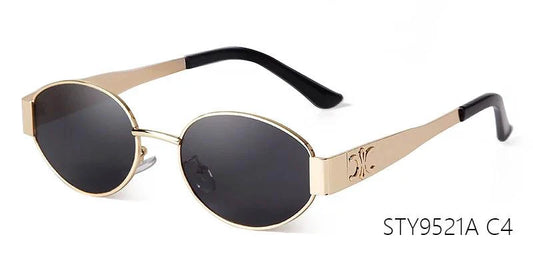 Mandotos vintage oval pilot sunglasses with green lenses, metal frame for women and men, retro 90s designer style UV protection