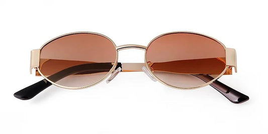 Mandotos retro metal frame pilot oval sunglasses with green lenses, vintage design, suitable for men and women, UV protected.