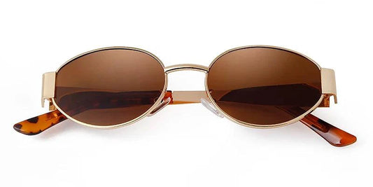 Mandotos retro metal frame pilot oval sunglasses with green lenses, vintage 90s style, unisex design, UV protection.