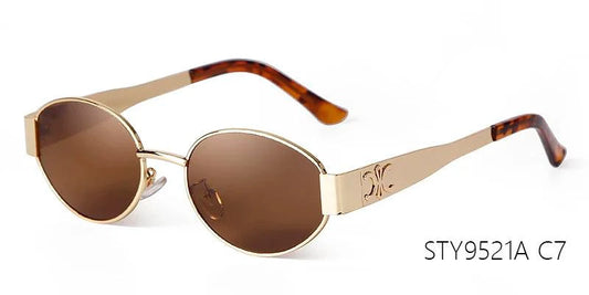 Mandotos retro metal frame pilot oval sunglasses with green lenses, vintage 90s style for men and women, UV protection.