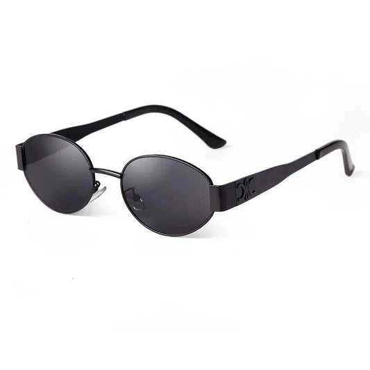 Mandotos retro metal frame pilot oval sunglasses with green lenses, vintage 90s style for men and women, UV protection.