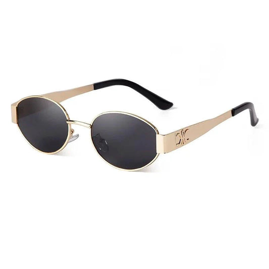 Mandotos retro metal frame pilot oval sunglasses with green lenses, vintage 90s design, suitable for men and women.