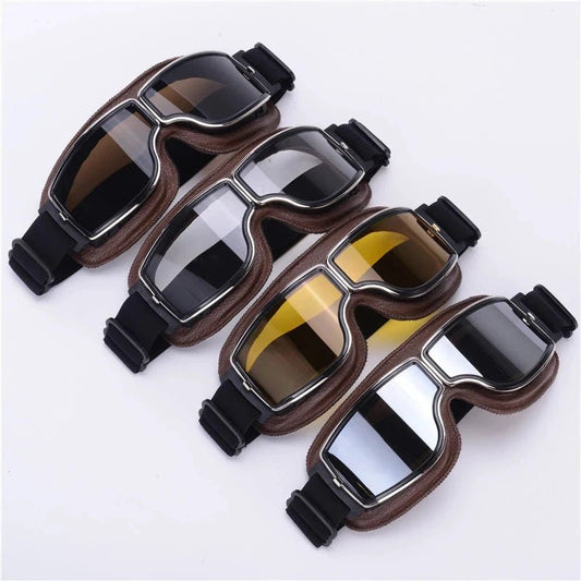 Mandotos retro windproof motorcycle glasses with tinted lenses, designed for outdoor riding and style.