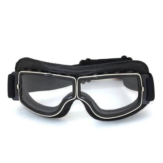 Retro windproof motorcycle glasses by MANDOTOS with tinted lenses and a stylish frame, designed for open-road riding.