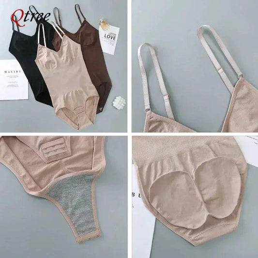 Seamless contour bodysuit for women by MANDOTOS, shown in a close-up of smooth, form-fitting fabric highlighting its sleek design.