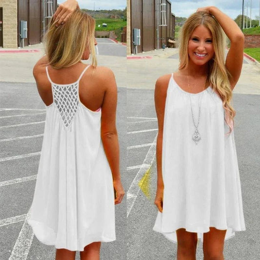 Mandotos Seaside Dream chiffon sundress with flowing fabric, perfect for sunny days and casual summer outings.