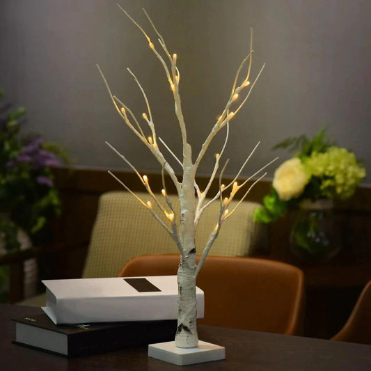 Mandotos Serenity Silver Birch LED light featuring a realistic birch tree design with warm LED illumination.