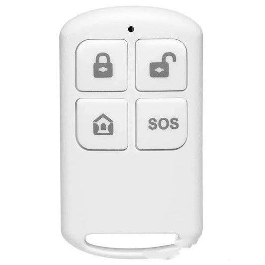 Wireless GSM store door and window anti-theft alarm by MANDOTOS, with sensors and control panel for security monitoring.