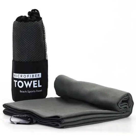 Mandotos Speedy Absorb Microfiber Towel spread out, showing its soft, lightweight microfiber fabric ideal for quick drying and travel use.