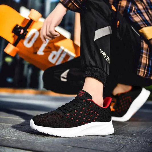 Mandotos Sports Flying Woven Cold Sticky Ultralight Casual Running Shoes displayed on a clean white background.