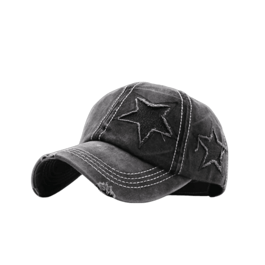 Mandotos star denim baseball cap with adjustable strap and embroidered star detail, casual accessory for everyday wear