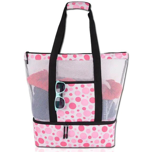 Mandotos Summer Beach Cooler Tote bag with insulated interior, spacious design, and sturdy handles for beach outings.