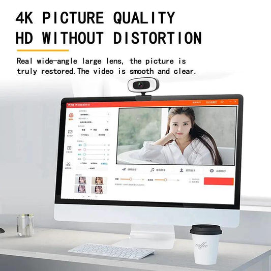 Mandotos Ultra-Clear 4K Mini Webcam showing compact design and lens, ideal for high-resolution video calls and streaming.
