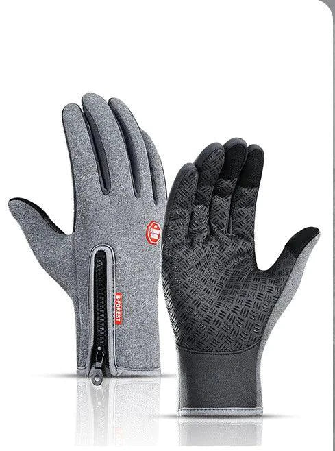 Mandotos WarmRide Touch Gloves in black showing soft fabric, touchscreen-compatible fingertips, and snug fit for cold weather.