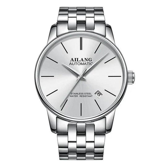 Men's automatic mechanical watch by MANDOTOS with a sleek design and stainless steel band.
