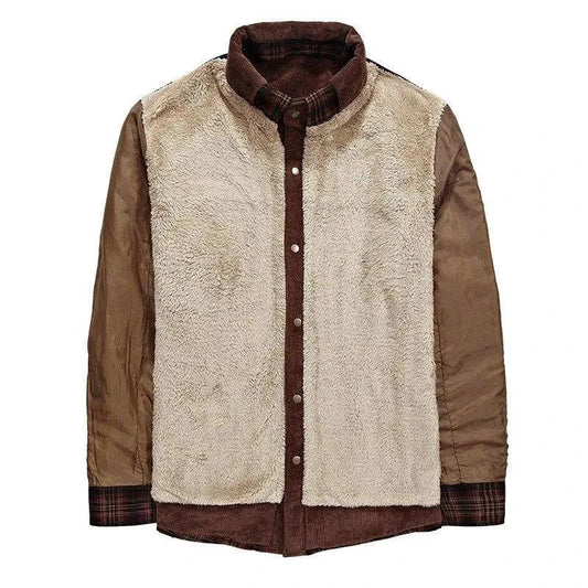 Mandotos men's winter jacket with thick fleece lining, pure cotton plaid design, military-style coat for cold weather.