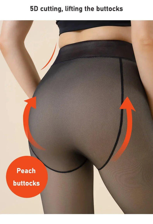 Mandotos winter velvet fleece thermal tights with high waist, slim fit, perfect for cold weather, soft and cozy for winter comfort.