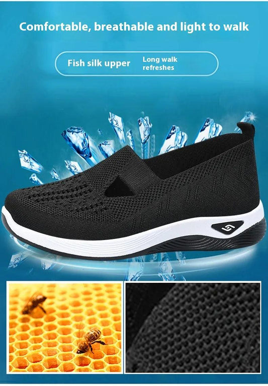 Women's airy mesh sneakers by MANDOTOS featuring breathable fabric, lightweight design, and stylish casual footwear for active wear.
