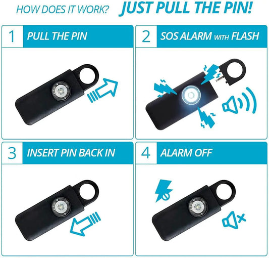Mandotos women's self-defense safety alarm with keychain, compact device for personal security and easy accessibility